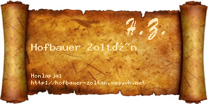 Hofbauer Zoltán névjegykártya