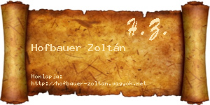 Hofbauer Zoltán névjegykártya
